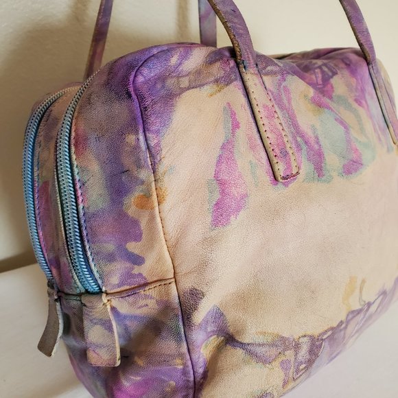 Prada leather hobo tote bag purple Pink blue white yellow grey ivory tie dyed - Picture 7 of 16